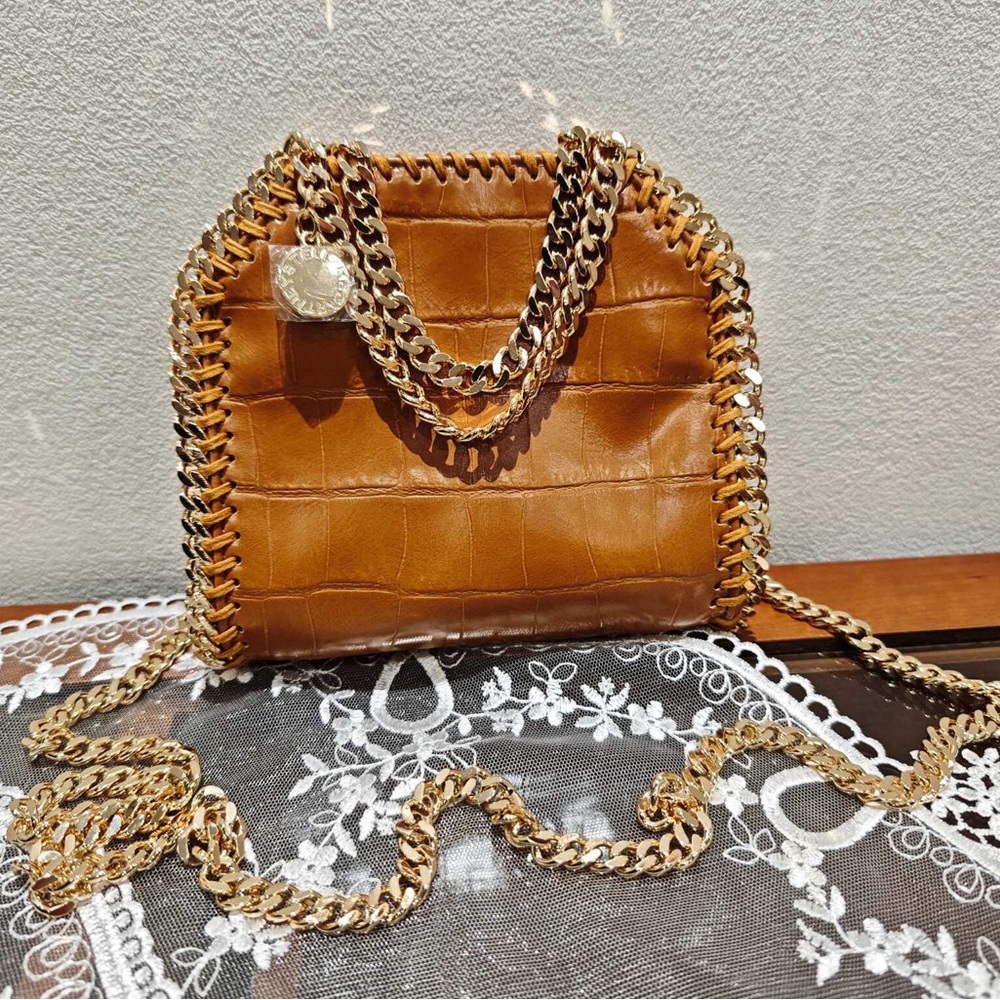 Stella McCartney Falabella Brown Vegan Leather Chain Tote Bag
